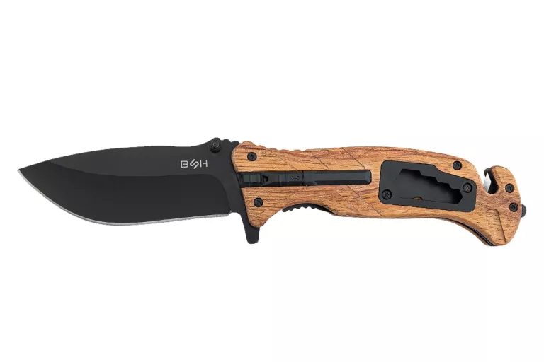 NÓŻ RATOWNICZY BSH ADVENTURE N-501B 6W1 KRZESIWO KLUCZE GWIZDEK