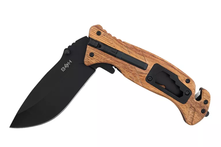NÓŻ RATOWNICZY BSH ADVENTURE N-501B 6W1 KRZESIWO KLUCZE GWIZDEK