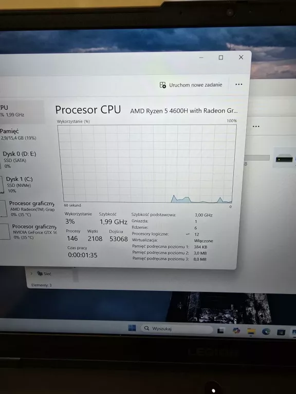 LENOVO LEGION 5 15ARH05 R5/16GB/1TB/512GBŁAD