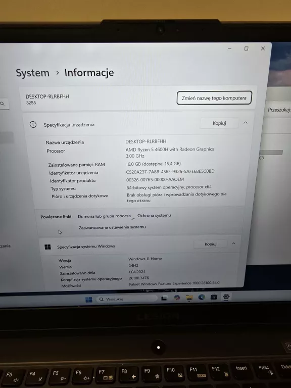 LENOVO LEGION 5 15ARH05 R5/16GB/1TB/512GBŁAD