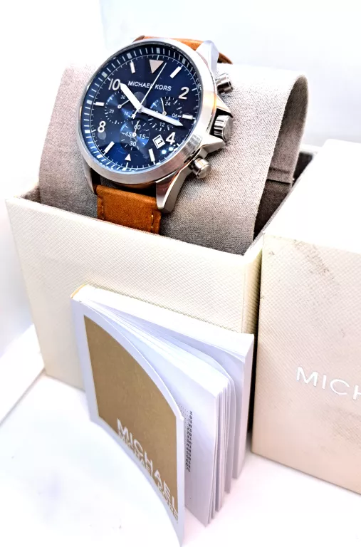 ZEGAREK MICHAEL KORS  GAGE NIEBIESKI/SKÓRA O45 MM PUDEŁKO /INSTRUKCJA