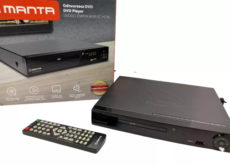 ODTWARZACZ DVD MANTA DVD072 + PILOT+ PUDEŁKO
