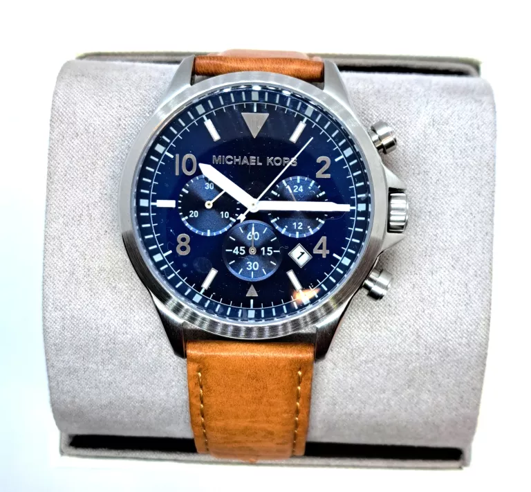 ZEGAREK MICHAEL KORS  GAGE NIEBIESKI/SKÓRA O45 MM PUDEŁKO /INSTRUKCJA
