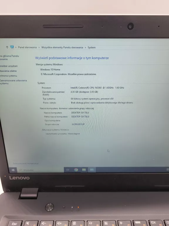 LAPTOP LENOVO IDEAPAD 100S-14IBR /CELERON/4GB/128SSD/WIN10 + ZASILACZ
