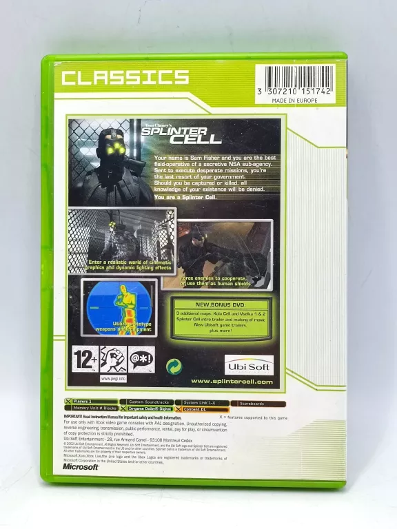 TOM CLANCY'S SPLINTER CELL XBOX
