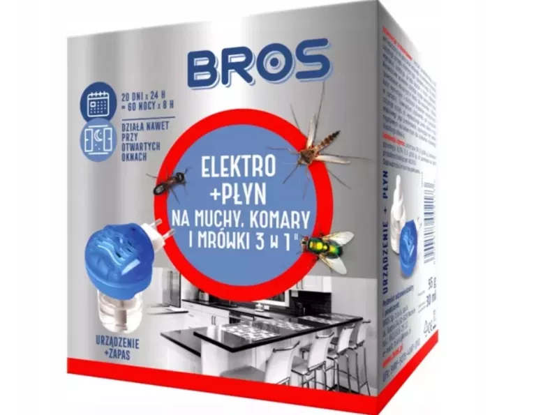 BROS ELEKTRO + PŁYN NA MUCHY KOMARY I MRÓWKI 3W1 5904517002173