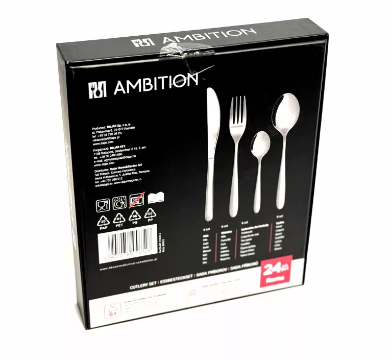 KOMPLET SZTUĆCÓW AMBITION ROMA 24 EL. 6 OSÓB STAL NIERDZEWNA