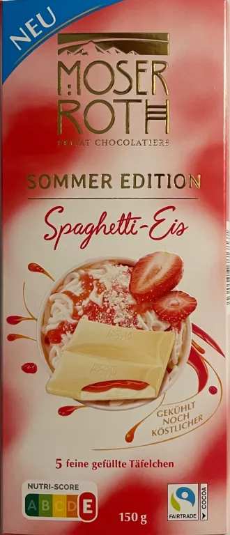 MOSER ROTH CZEKOLADA BIAŁA MUS MLECZNY Z TRUSKAWKAMI SPAGHETTI-EIS 150G