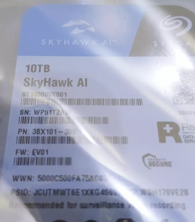 DYSK TWARDY HDD SEAGATE SKYHAWK AI ST10000VE001 10 TB 3.5 SATA 256 MB