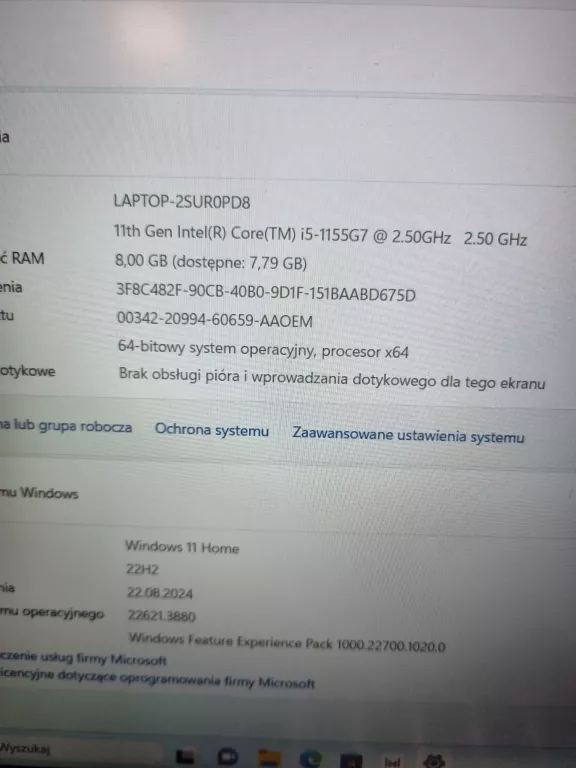 LAPTOP HUAWEI MATEBOOK D15 BOM-WDQ9 I5 11GEN/8/512SSD