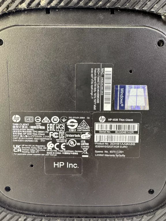 TERMINAL HP T530 THIN CLIENT 4GB 128GB ZASILACZ + MYSZ + KLAWIATURA