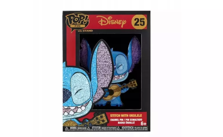 FUNKO POP STITCH FIGURKA PRZYPINKA BROKATOWY UKULELE