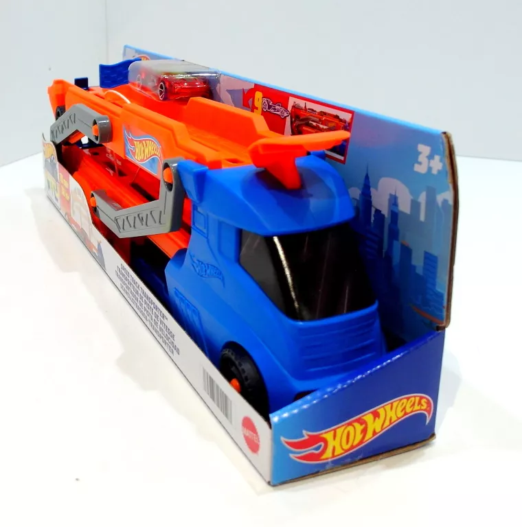 HOT WHEELS CITY MIEJSKI TRANSPORTER AUTEK TOR WYŚCIGOWY Z WYRZUTNIĄ + AUTK