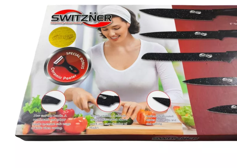 FUNKCJONALNE NOŻE KUCHENNE + OBIERACZKA ZESTAW 4EL SWITZNER SW-7777 B