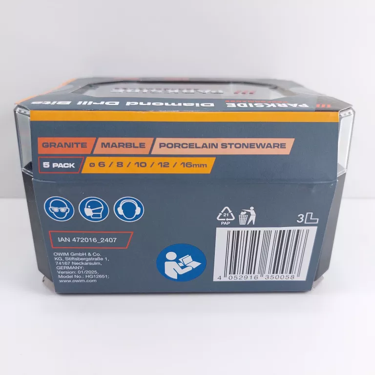 PARKSIDE 5PAK-6,8,10,12,16MM OTWORNICE DIAMENTOWE