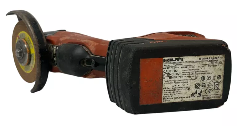 SZLIFIERKA HILTI AG 125-A22 + 2XAKU B22/5.2, WALIZKA