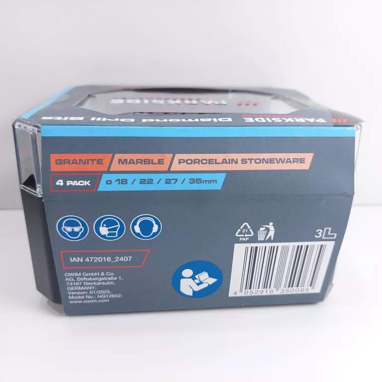 PARKSIDE  4PACK- 18,22,27,35MM OTWORNICE DIAMENTOWE
