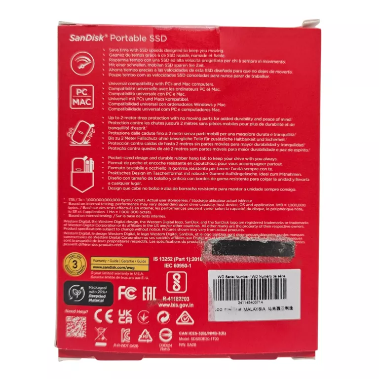 DYSK ZEWNĘTRZNY SANDISK PORTABLE SSD 1TB