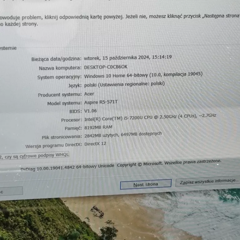 LAPTOP ACER ASPIRE R5-571T-54M7 15.6" I5-7200U 8GB RAM 256GB WINDOWS 10