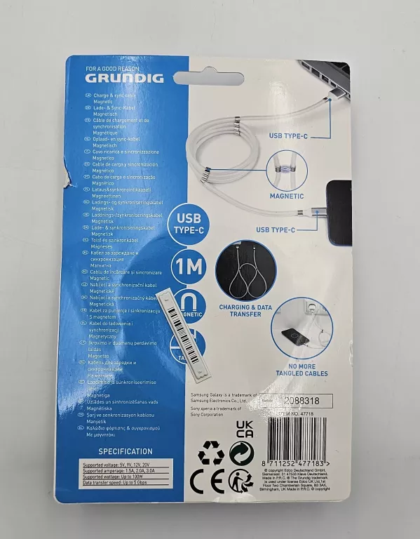 KABEL GRUNDIG USB - USB TYP C 1 M BIAŁY