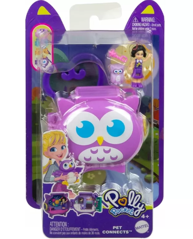POLLY POCKET PET CONNECTS ZESTAW KOMPAKTOWY SOWA MINILALKA + ZWIERZĄTKO