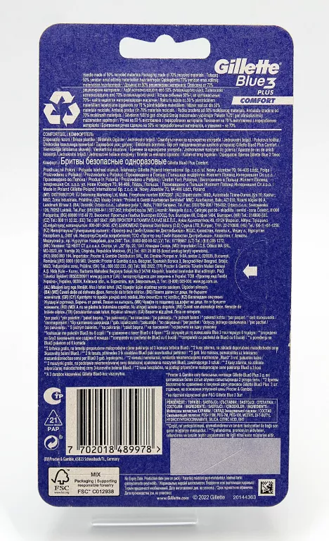 MASZYNKI DO GOLENIA GILLETTE BLUE 3 PLUS COMFORT 8 SZT