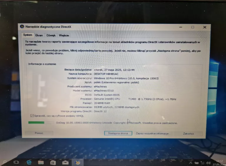 LAPTOP EMACHINES E510 SERIES (MODEL: KAL10)