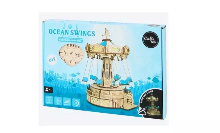 DREWNIANY MODEL PUZZLE UKŁADANKA 3D DIY OCEAN SWINGS MOTORISED 3D