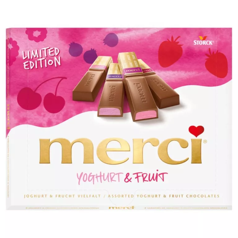 MERCI YOGHURT & FRUIT 4 RODZAJE CZEKOLADEK JOGURTOWO-OWOCOWYCH 250 G