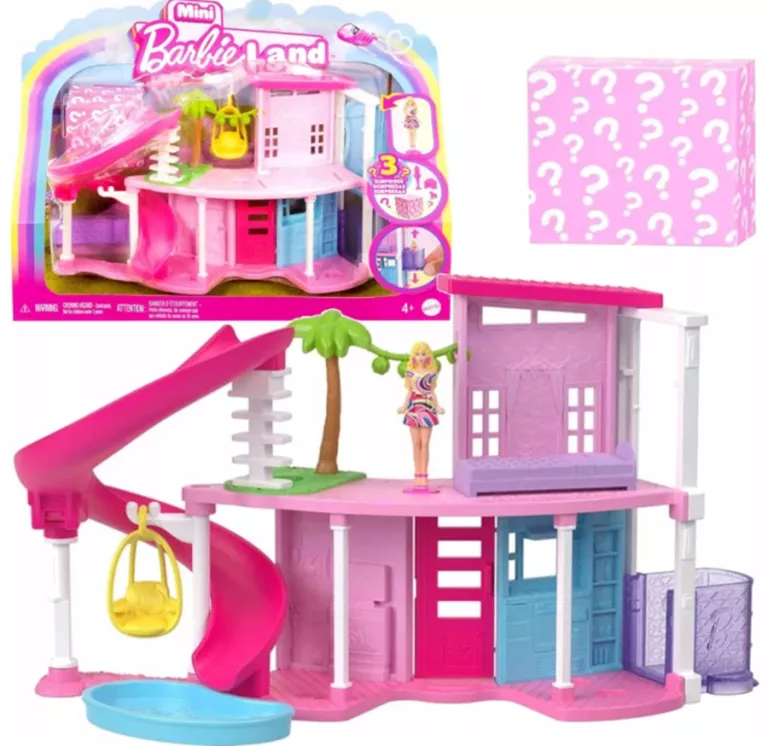 BARBIE MINI BARBIELAND DOMEK MARZEŃ DLA LALEK ZJEŻDŻALNIA + MINI LALKA AKC