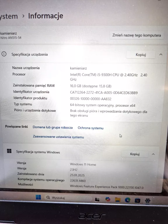 LAPTOP ACER NITRO 5 INTEL CORE I5 12 GB / 512 GB