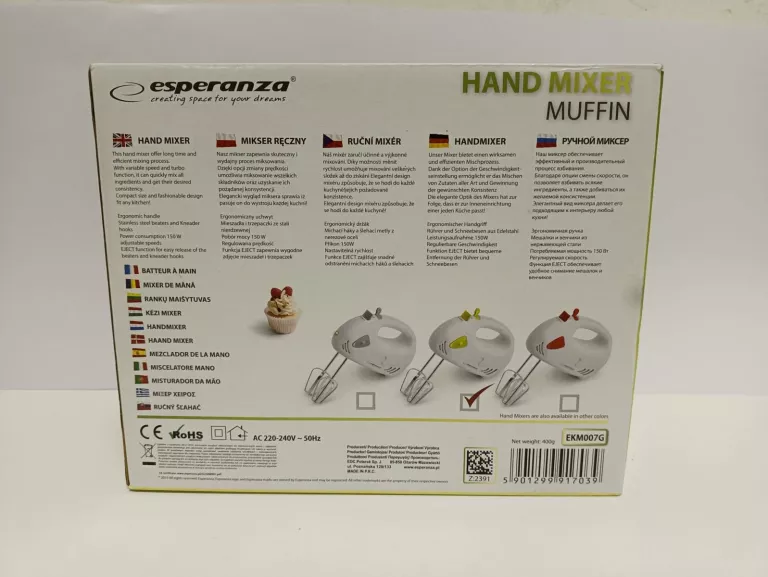 MIKSER RĘCZNY ESPERANZA EKM007G MUFFIN