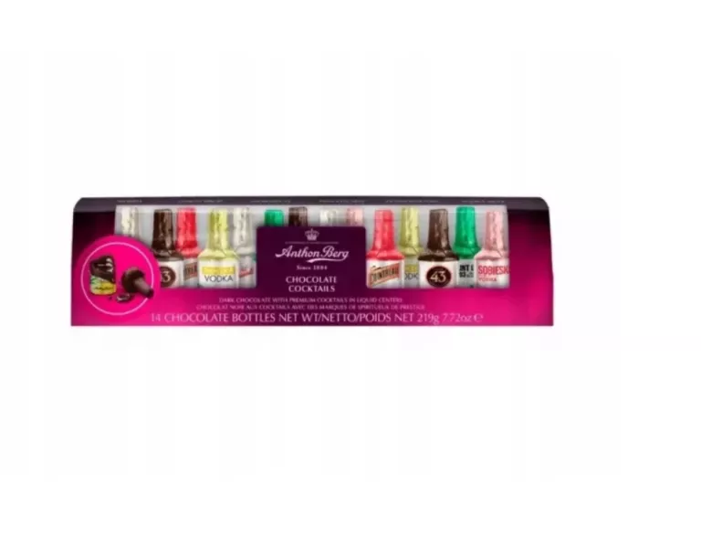ANTHON BERG CHOCOLATE COCTAILS CZEKOLADKI BUTELECZKI Z ALKOHOLEM 14SZT