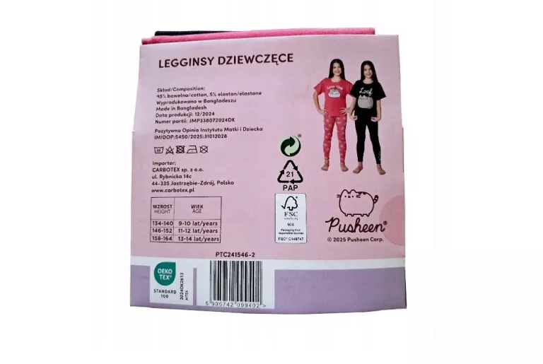LEGGINSY DZIEWCZĘCE 2 SZT. PUSHEEN R. 146-152