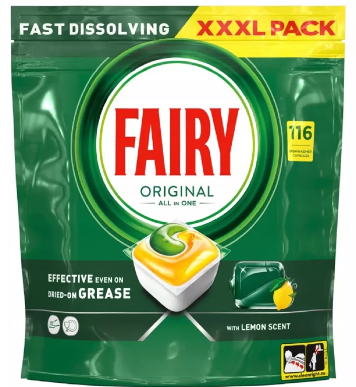 FAIRY ORIGINAL ALL IN ONE KAPSUŁKI DO ZMYWARKI CYTRYNA 116SZT