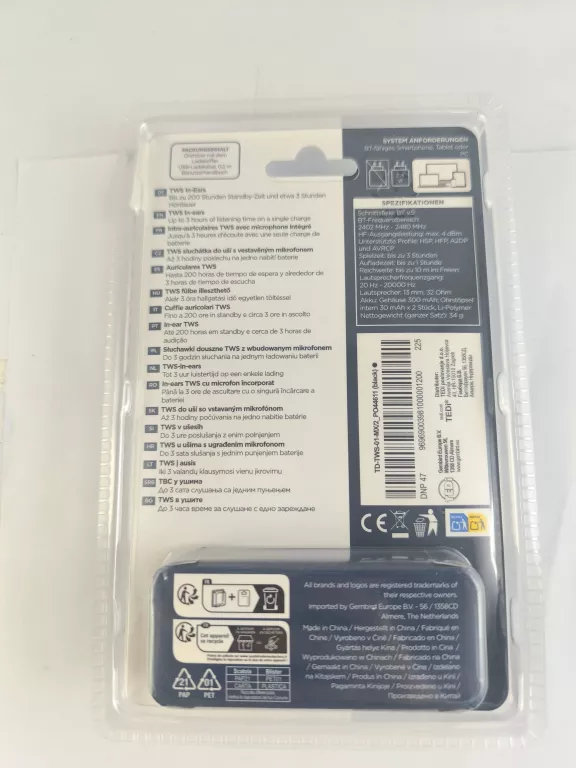 SŁUCHAWKI BLUETOOTH TWS-IN-EARS CZARNE