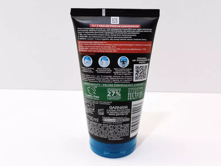 GARNIER CZYSTA SKÓRA AKTYWNY WĘGIEL 3W1 150ML