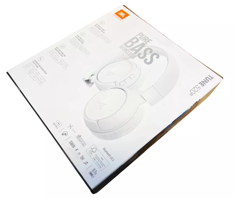 SŁUCHAWKI NAUSZNE JBL TUNE 520BT BIAŁY FABRYCZNIE ZAPAKOWANE!