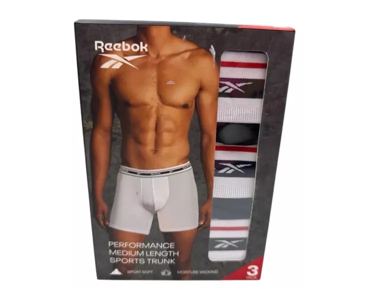 3 PACK BOKSEREK MĘSKICH REEBOK CZARNE GRANATOWE BIAŁE L