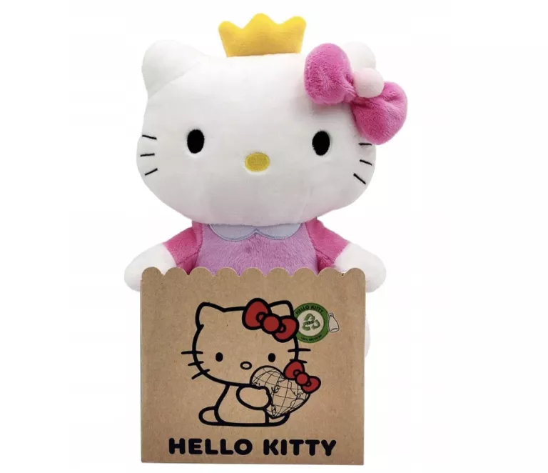 MASKOTKA PLUSZAK HELLO KITTY 24CM TOREBKA OZDOBNA RÓŻOWA KORONA DZIEWCZYNA