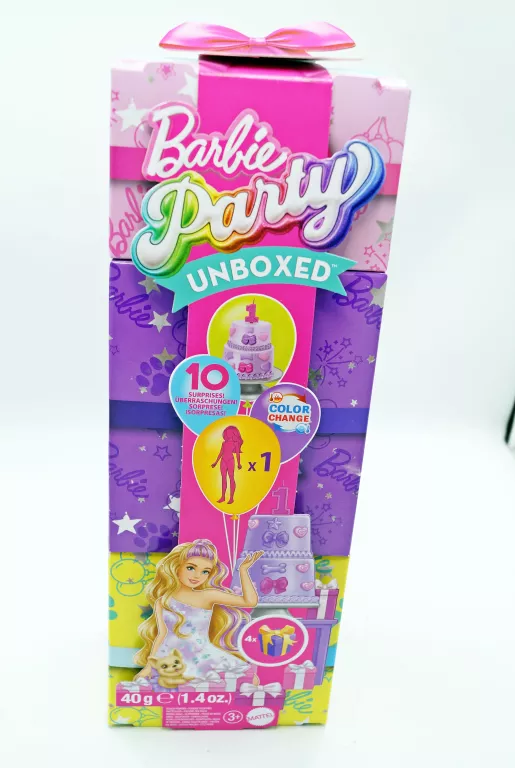 MATTEL BARBIE PARTY UNBOXED REVEAL – ZESTAW 10 NIESPODZIANEK Z LALKĄ