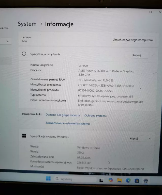 LAPTOP LENOVO 15ACH6