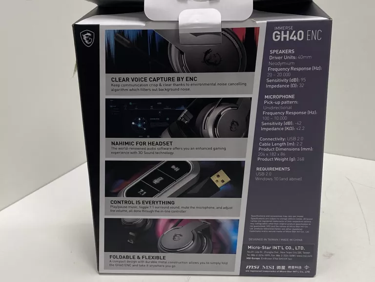 SŁUCHAWKI PRZEWODOWE MSI IMMERSE GH40 ENC