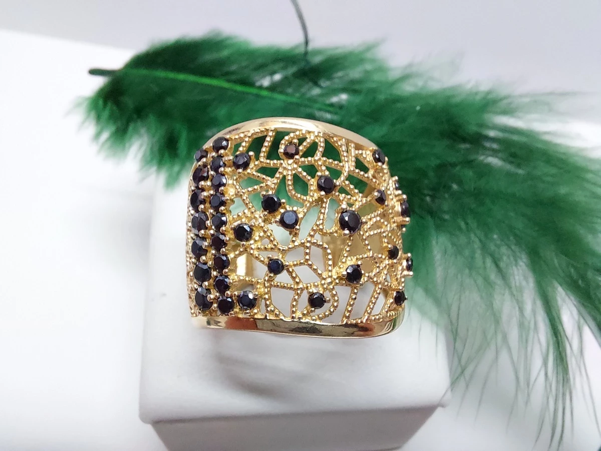 sliczny-zloty-pierscionek-585-fala-czarne-kamyki-501g-r15-stan-11323-2