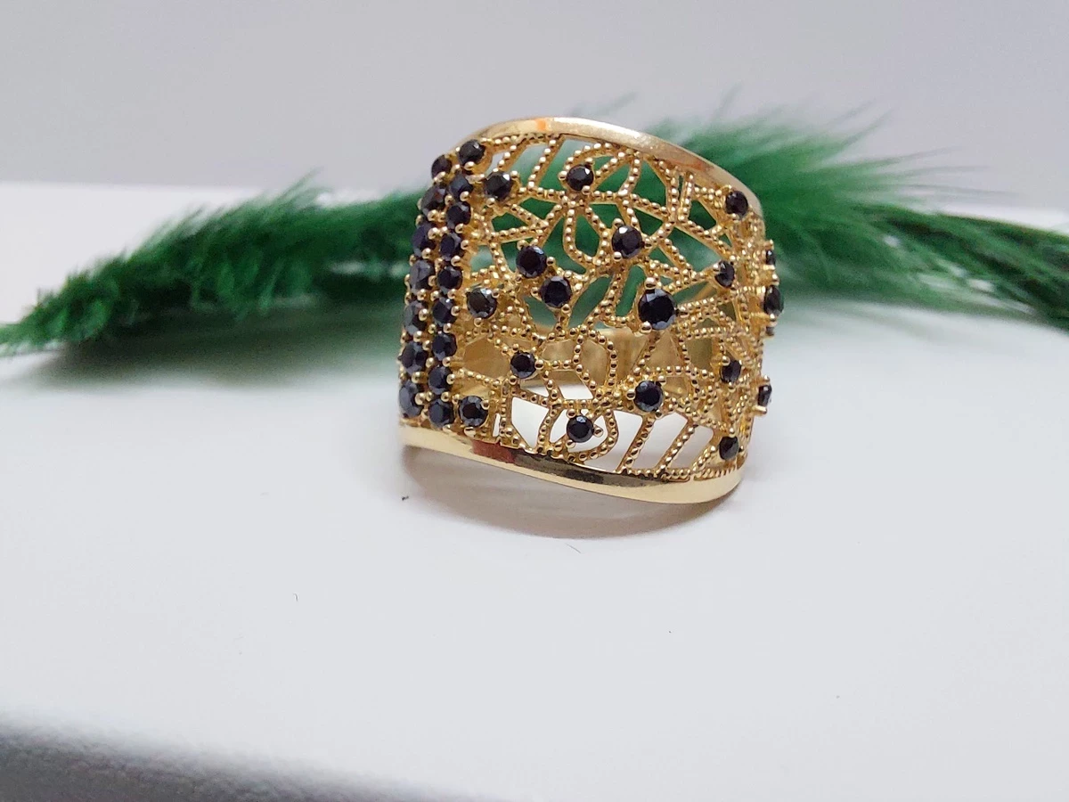 sliczny-zloty-pierscionek-585-fala-czarne-kamyki-501g-r15-rodzaj-2205-2