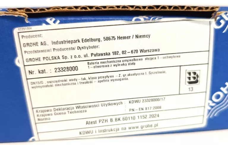 BAUEDGE BATERIA UMYWALKOWA 23328000 JAK NOWA