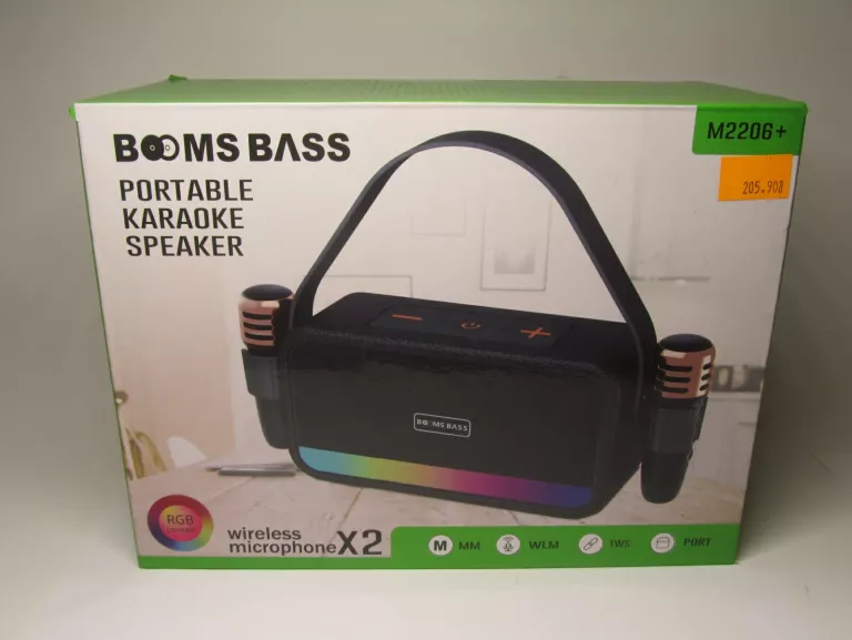 BOOMS BASS M2206+ BEZPRZEWODOWY GŁOŚNIK BLUETOOTH/ZESTAW