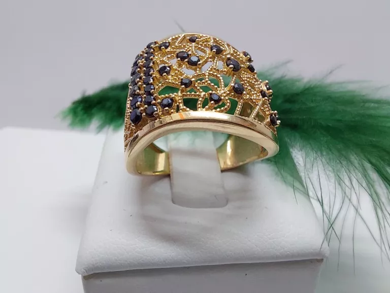 sliczny-zloty-pierscionek-585-fala-czarne-kamyki-501g-r15-ean-gtin-5905868206913