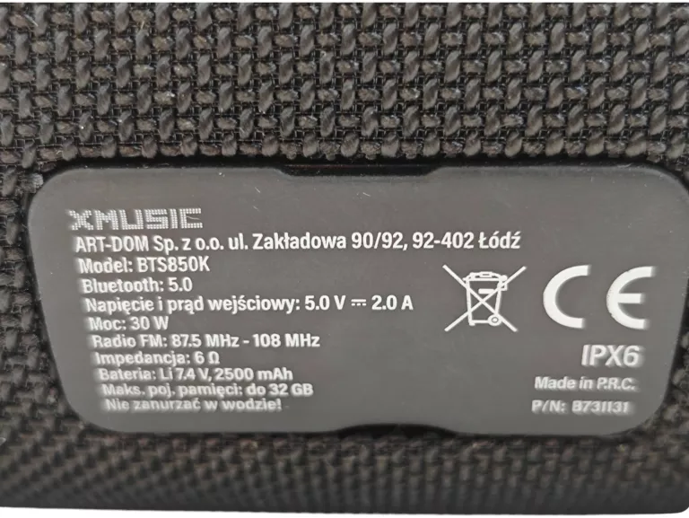 GŁOŚNIK PRZENOŚNY XMUSIC BTS850K 30W