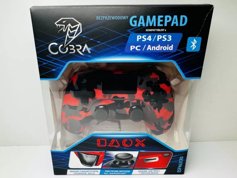 PAD BEZPRZEWODOWY DO PS4 COBRA CZERWONY QSP462CRD
